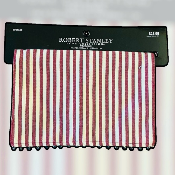 Robert Stanley Home Collection Other - NWT Robert Stanley Farmhouse Table Runner Beige Red 72” x14” Farmhouse W/ Bells